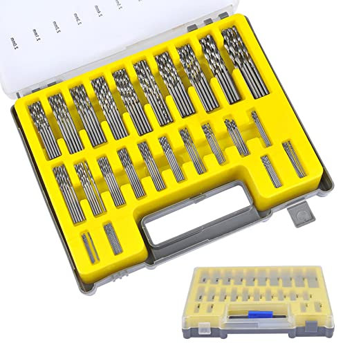 QLOUNI 150 Stück HSS Stahlbohrer Satz Spiralbohrer 0.4mm-3.2mm Spiralbohrer Kit Micro Metallbohrer Drillbohrer Mini Bohrer Set für Holz, Kunststoff, Aluminium mit Aufwahrungsbox