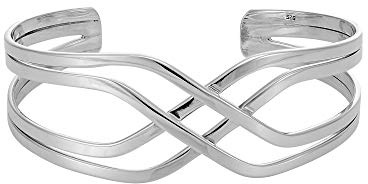 Silverly Bracciale Rigido con Nodo Celtico Infinito da Donna in Argento Sterling 925 | Bracciale Rigido Regolabile Intrecciato Largo | Gioielli Classici con Nodi Tradizionali