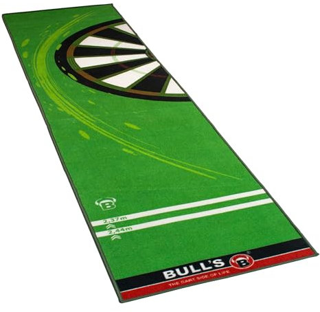 Bull's Carpet Mat “120“ Green, Dartteppich mit rutschfester Unterseite aus Gummi, umweltfreundliche Turnier Dartmatte mit offiziellem Abstand zum Dartboard 237cm, Schutz für Darts und Tips, 280 x 66cm, grün, 2,80m