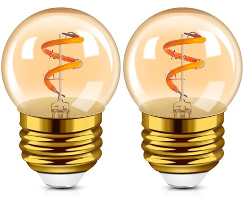 Hcnew G40 E27 LED Edison Vintage Glühlampe Warmweiss 1w Ersetzt 10W Mini Globe Spiralfilament Dekorative Glühbirnen Ersatzbirnen 2200K 2er-Pack