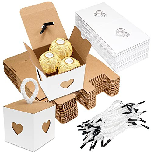 Geschenkbox Pralinenschachtel 30Stk 5,5x5,5x5,5cm Geschenkschachtel Gastgeschenke Kraftpapier für Taufe Weihnachten Süßigkeiten DIY Geburtstag Weihnachtsfeier Weiß