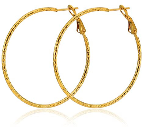 Skcess Ohrring Mädchen Gold, Creolen Ohrring Edelstahl Großer Kreis Geschenk Geburtstag Frau