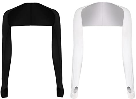 Elegtiskas 2 Pairs Sun Protection Arm Sleeves Shrug Anti-UV Golf Cooling Shawl with Finger Hole