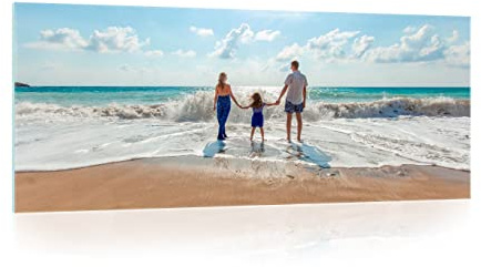 WallArena Personalisierter Bilder Foto auf Glas 125x50 cm | Foto auf Glas personalisiert, Ihr eigenes Motiv: Gestalten Sie ein hochwertiges Glasbild mit, Hochwertiges 4-mm-Glas