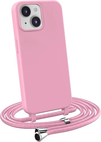 MyGadget Cover per iPhone 14 - Custodia con Corda - Case con Cordino Opaca Antiurto | Bumper con Laccio | Tracolla - Practical Stylish - Rosa