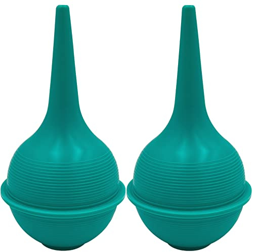 Sterile Rubber Bulb Syringe - 2 Pack, 3oz/90ml Ear Bulb Syringe For Removing Ear Wax, Baby & Adult Nasal Care, Sinus Rinse, Gentle Mucus Removal, Anti-slip Grip, Flat Bottom Design