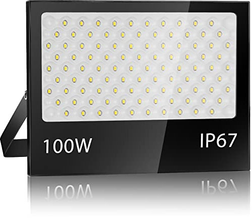 100W Projecteur LED Extérieur，IP67 Spot extérieur étanche Applique murale d'extérieur 7000K 10000LM LED Blanc Froid Spot Led Extérieur， Éclairage mural d'extérieur pour Jardin, Patio, Garage, Entrée
