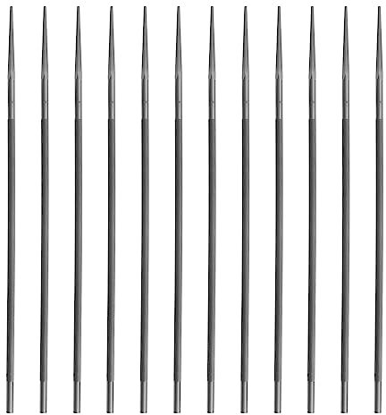 Lot de 12 limes rondes en acier pour tronçonneuse 0,325 - 4,8 mm x 200 mm - Argent