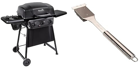 Char-Broil Classic Series Convective 3-Burner with Side Burner Propane Gas Stainless Steel Grill (463773817-P2) and Cuisinart Stainless Steel Grill Cleaning Brush (16.5)