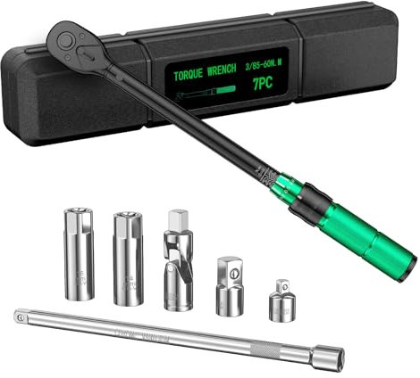 AICOYA Drehmomentschlüssel 3/8 5-60Nm, ±3% Fehlergenauigkeit mit 72 Zähne Wende für Fahrrad, Motorrad und Auto Zündkerzenwechsel