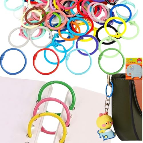 Binder Ringe 25mm,30 Stück Buchringe Buchbinderinge,Loseblatt Verbinder Ringe,Heftringe Karteikarten Ring,Metall Bücher Ringe,Buchringe Ringbinder,Bücher Ringe,Anneaux de Livre Colorés