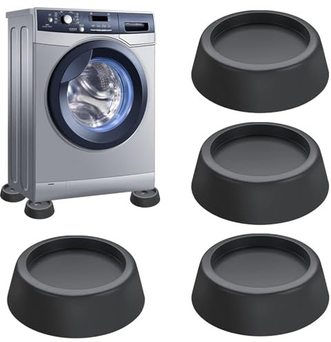 Diompirux 4 Piezas Negro Almohadillas lavadora universal, antivibracion lavadora Almohadillas Goma, Alfombrilla Antideslizante, Patas Lavadora Antivibracion para Lavadoras, Secadoras, Mesa