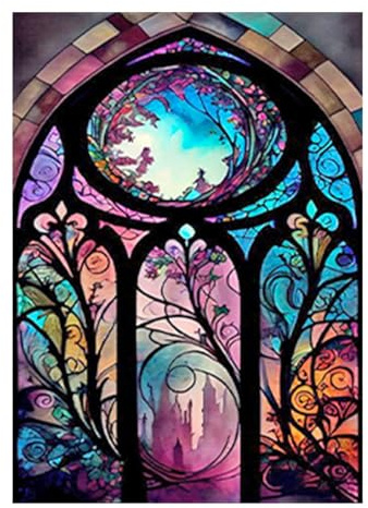 SHEGZHUC Diamond Painting Colonia Dom Fensterbilder Blumen 40x50cm Diamant Painting Fensterbilder Diamond Painting Glass Diamond Painting Schloss Craft Buddy Perlbilder Erwachsene