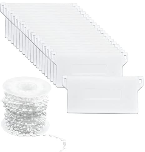 20 Stück Lamellen Gewichte Vertikaljalousie & 10 Meter Weiße Kette Rollokette, 127 mm Lamellenvorhänge Beschwerungsplatten Ersatzteil Set für Vorhang Tür Fenster Zubehör