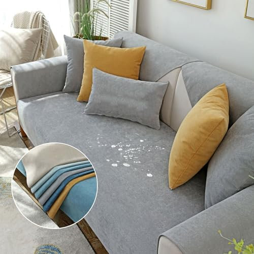 Amsg Wasserdicht Sofa Überzug,rutschfeste Couch Überwurf,Sofa Schutzdecke,Warmer Cord Sofaüberwürfe Sofaschutz Katze Kratzschutz Für Sofa L Form/U Form/Ecksofa 4/3/2/1 Sitzer,Grau,70x70cm/1 Piece