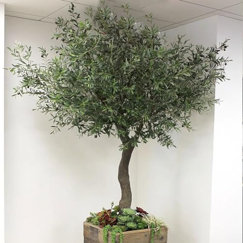 Simulación de árbol de oliva artificial Alto árbol de seda de oliva falsa grandes ramas de oliva grandes y frutas para la sala de la oficina sala de estar decoración del hogar(1m/39.4in/3.3ft)