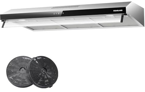 GASLAND UC90SS Cappe a Doppio Motore 90 cm, Aspirazione & Ricircolo, Silenziosa, 361 m³/h, 3 Velocità Touch, Filtro a Carbonio CF198, Acciaio Inossidabile