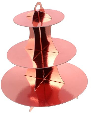Amosfun Tortenständer aus Papier Kuchengitter runder Kuchenträger Cupcake-Turm Karton cupcake stand Hochzeits-Kuchenständer hochzeitsdeko Tortenständer mit 3 Ebenen Cupcake-Ständer Golden