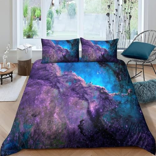 Bettwäsche 135X200 cm 3Teilig 3D Landschaft Im Weltraum Bettbezug Microfaser - Bettwäsche Set Winter Sommer Warme Weich Kinderbettwäsche Junge Mädchen Teenager Bettwaren Mit 2 Kissenbez -769L562N075R
