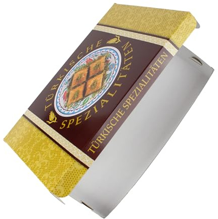 daybays Faltschachteln mit Druck – 100 Stück Baklavakarton aus Karton, ca. 250 × 175 mm, Dessertverpackung für Baklava (1000 g)