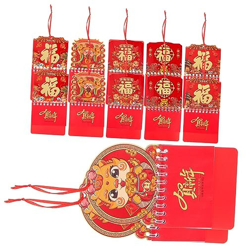 SHOWERORO Calendrier Mural De Style Chinois Moyen, Calendrier Suspendu Tradition Lunaire, Papier 12 Pièces 2024, Décoration Anniversaire Chinois Pour Maison Et Bureau
