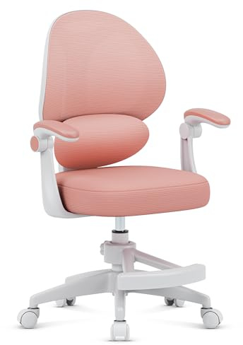MARK ADLER Junior 4.5 Schreibtischstuhl Kinder – Ergonomischer Kinderschreibtischstuhl – Mit Fußstütze – Höhenverstellbar 80–150 cm – Drehstuhl mit 360° Rotation – Mitwachsendes Design - Rosa
