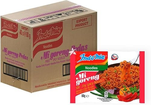 Mi Goreng Stir-Fry Spicy Noodles – 80g (Pack of 40) | Authentic Indonesian Flavor | Versatile Meal Option | Spicy Kick | Quick & Easy to Prepare