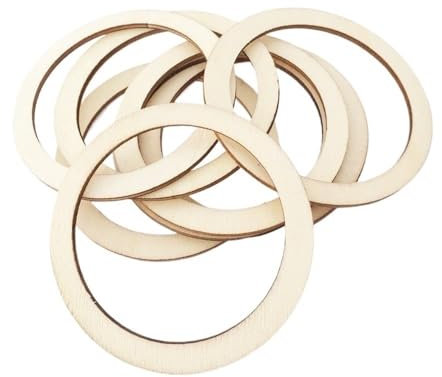 LYVQZPWLR DIY Cercle de fer de processus en bois, Lot de 100 anneaux en bois for l'artisanat, diamètre intérieur x diamètre extérieur de 5 cm x 6 cm, cercle plat en bois brut for bricolage, décoration