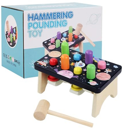 Générique Jeu de Taupe Whack pour Tout-Petit - Banc martelant avec Jeu de Taupe en Bois Mallet, Jouet de bébé Marteau,Développement des Jouets éducatifs Moteurs Fins pour Les Filles et Les garçons