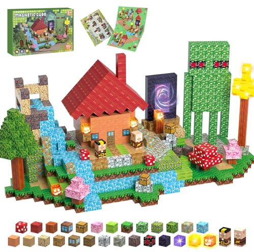 MEDMHSMA Magnetische Bausteine 100 Stück 2,5CM Light Up Magnetblöcke Bauspielzeug für Jungen Mädchen 4 5 6 7 8 9 10 Jahren, Magnet Bausteine Spielzeug Geschenk für Kinder ab 3 Jahre