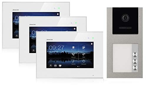 Balter EVO Aufputz SILBER Video Türsprechanlage 3x 7 Monitor für 3 Teilnehmer 2-Draht BUS RFID EVO-AP-KIT-3FAM