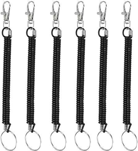 HoAhaMay 6 pièces Porte-clés à ressort spiralé rétractable,porte-clés antivol en plastique,adapté aux hommes, aux femmes,aux activités de plein air,à l'alpinisme, aux téléphones portables, aux clés