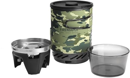 Fire-Maple Réchaud de Camping Gaz Portable – Brûleur à Jet Compact pour Trekking, Randonnée, Backpacking, Bushcraft, Pêche & Chasse – Équipement de Camping Léger Camouflage