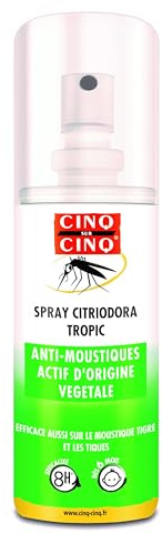 CINQ SUR CINQ Spray Tropic Citriodora Anti-Moustiques 100 ml – Moustiques Tigres – Actifs D’Origine Végétale HEC 10% – Protection Jusqu’à 8h – Dès 6 Mois