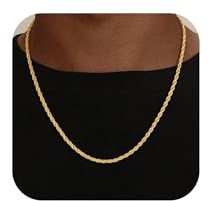 SLOONG Kette Herren Gold, 3MM Goldkette Herren Halskette Gold Wasserfester Necklace Men Chain Ketten Männer Kette Schmuck Geschenk für Männer Papa Freund(56CM)