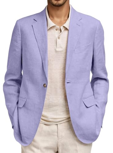Linen Blazers for Men UK Causal Long Sleeve Lightweight Button Linen Jackets with Pocket Summer Solid Color Loose Fit Business Office Blazer Comfortable Breathable Leisure