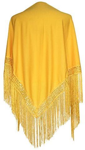 La Senorita Foulard Ceinture Chale De Danse Flamenco Broderie Frange couleur différentes (jaune foncé)