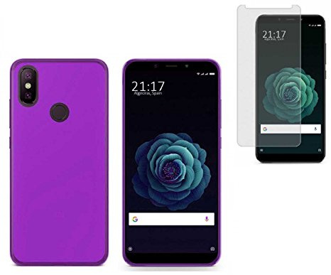 TD24H Funda TPU Morada para Xiaomi MI A2 (5.99) + Protector Pantalla 9H