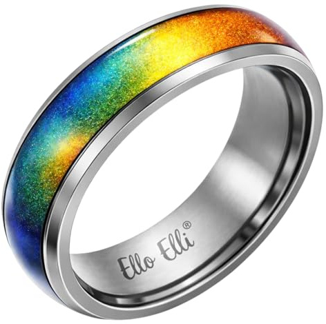 Ello Elli 6MM Color Changing Stainless Steel Mood Ring (S, 7)