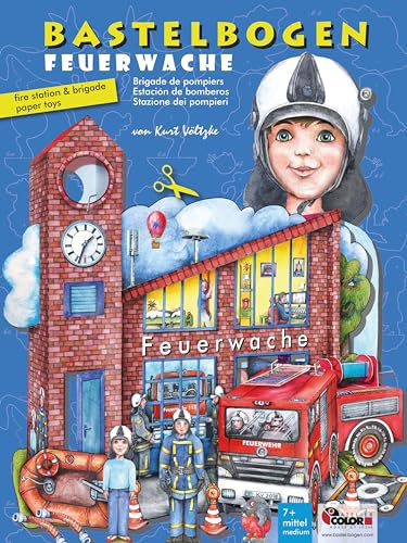 ATELIER COLOR Feuerwache Bastelbogen mit Feuerwehr & Feuerwehrmann Set für Kinder ab 6+ zum Ausschneiden & Basteln Spielzeug aus Papier: Bastelset Feuerwehr basteln mit Kindern ab 7+ & spielen