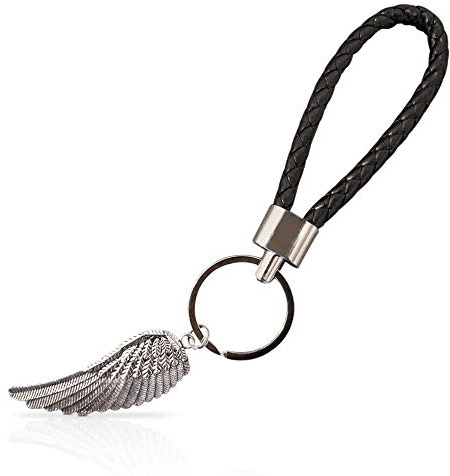 Schlüsselanhänger mit Schutzengel-Flügel - Paare Pärchen-Geschenk - Engelsflügel Anhänger Frauen Mädchen - Glücksbringer Auto-Schlüssel Männer - beste Freundin Freundschafts-Geschenk (Schwarz)