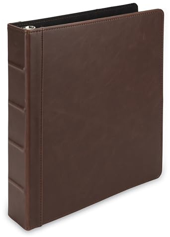 Samsill Vintage Leather Binder, 1.5 Inch Round Ring (Holds 325 Sheets), Letter Size 8.5x11 Documents, Professional Organizer Portfolio, Planner, No Zipper, Brown
