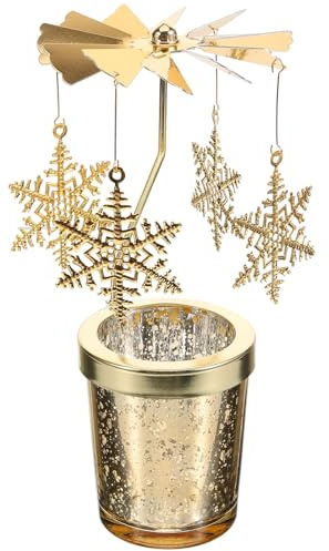 Holibanna rotierenden Kerzenhalter Weihnachten drehen Schneeflocke Teelicht Gold Kerzenhalter Dekoration (Schneeflocke)