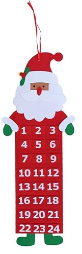 LIOOBO Fabric Advent Calendar Pockets Pocket 24 Day Christmas Empty To Fill Yourself Reusable With Your Own Fillable Refillable Picture Hanging Felt Boxes Bags Kit (Santa Claus)