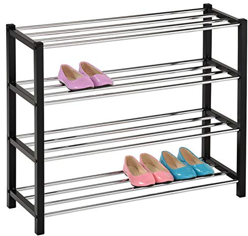 IDIMEX Schuhregal Dublin mit 4 Ablagen in schwarz. Robustes Metallregal für Flur Schuhaufbewahrung. Schuh-Organizer Schuhablage dielen- & flurmöbel