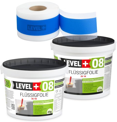 Dicht-Set Bandset 9,5 Kg Flüssigfolie, 10m Dichtband | Bandset Dusche Bad LEVEL+ SET308