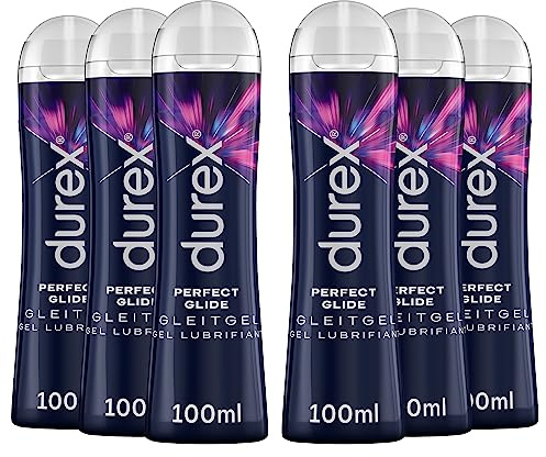 Durex Perfect Glide Gleitgel - Gleitmittel auf Silikonbasis für extra lange Gleitfähigkeit, Sexspielzeug-geeignet - 6 x 100 ml