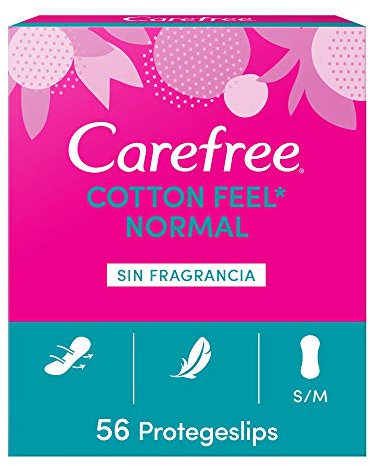 Carefree Cotton Feel Normal Fragrance-Free Panty Liners (56 Pack), Protects Briefs of Normal Absorbency and Breathable for Daily Use, Protects Briefs for All Types of Panties