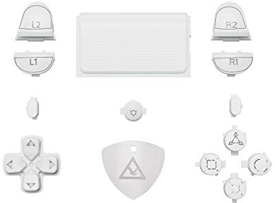eXtremeRate DIY-Symbol Knöpfe Set für ps4 Controller JDM-040 050 055, Ersatz D-Pad/Triggers/Touchpad/ps/Share/Option Buttons Tasten für ps4 DTFS LED Kit-Controller Nicht enthalten(Schnee Weiß)