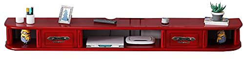 WFENG TV Lowboard Hängeschrank Hängeboard/Wohnwand,Starke Tragfähigkeit,Die Maximale Tragfähigkeit Beträgt 20 kg/Roter Retro / L150×H15cm